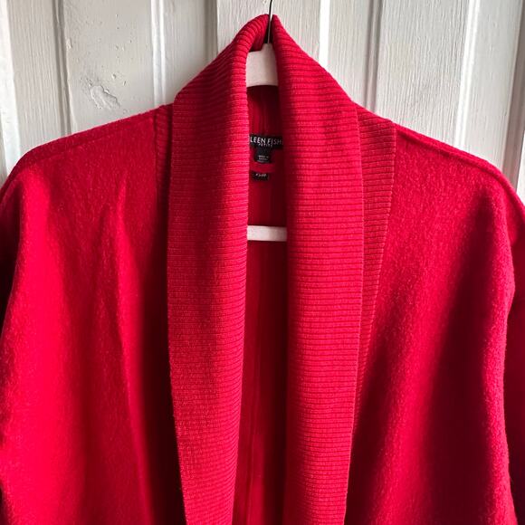 Eileen Fisher Boxy Wool Cardigan Sweater Red Petite - Picture 3 of 8